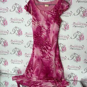 Bellessa dress swirl tie dye white Pink Patterned Dress psychedelic flowy